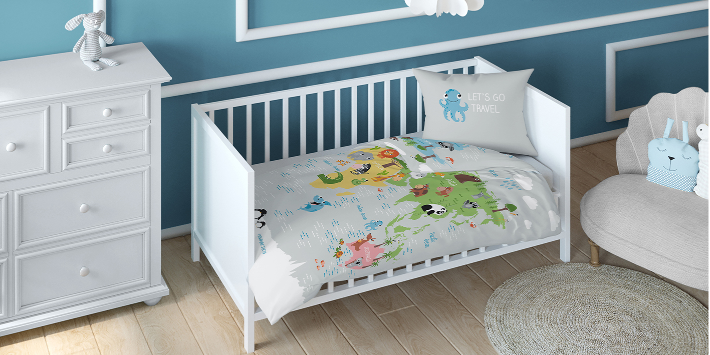 Pościel 100x135 cm mapa szara 3961b 5901685685979